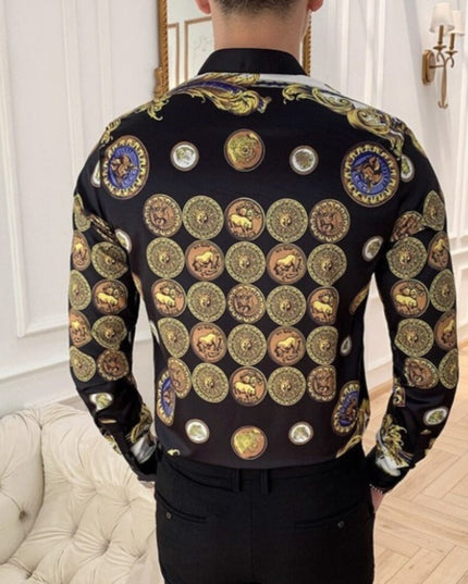 Męska koszula dopasowana w orientalne wzory