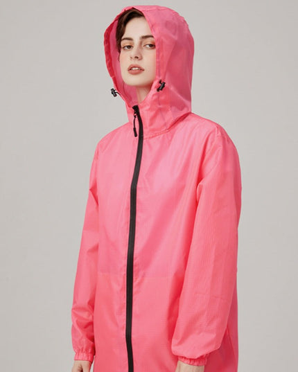 Damska kurtka przejściowa przeciwdeszczowa z kapturem o luźnym kroju