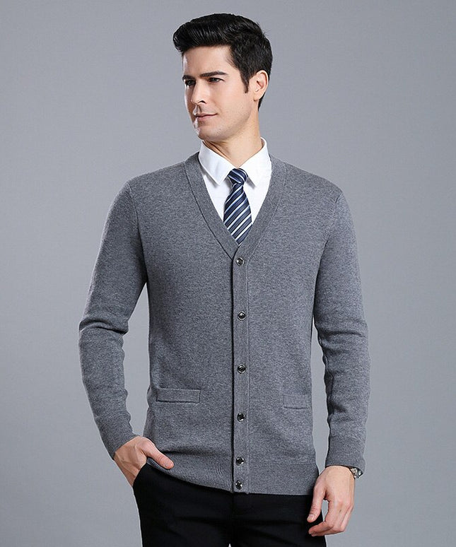 Męski sweter typu kardigan o eleganckim kroju