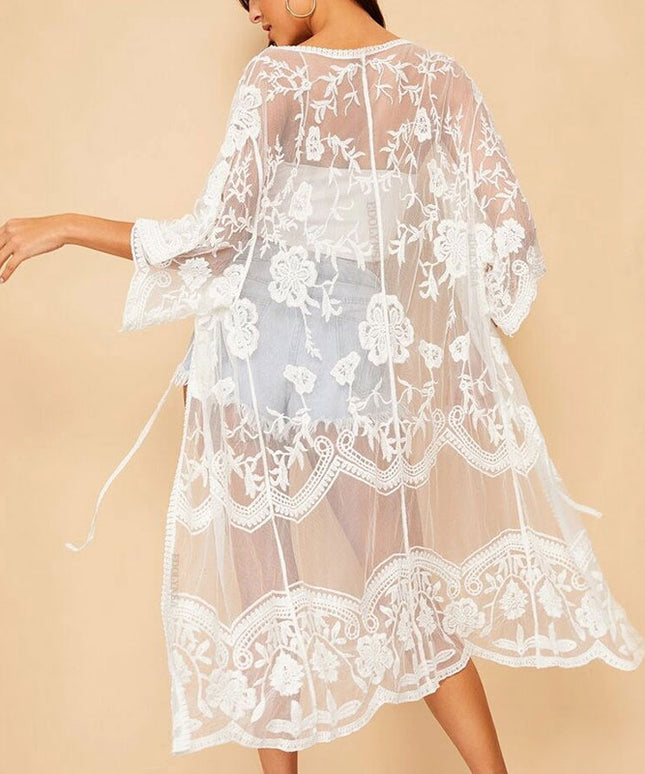 Damska narzutka plażowa w kolorze białym