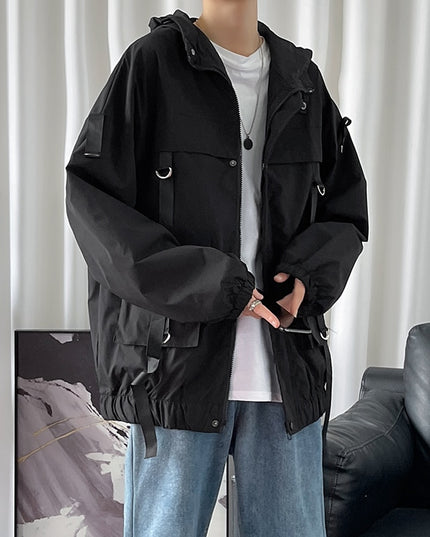 Męska kurtka przejściowa luźna z kapturem