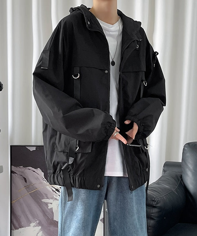 Męska kurtka przejściowa luźna z kapturem