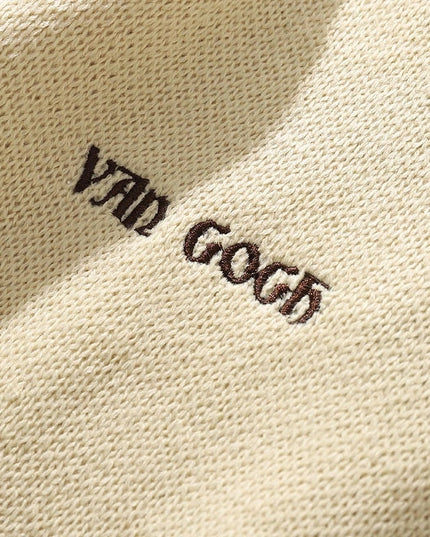 Męski sweter z dekoltem w łódkę i nadrukiem obrazów Van Gogha