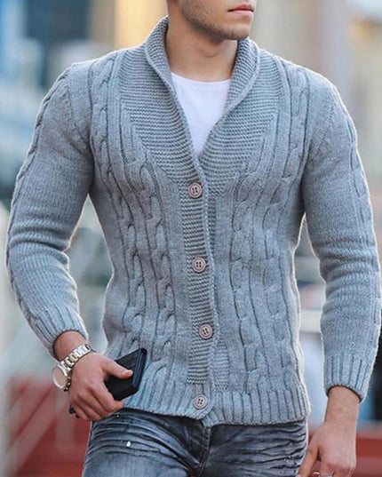 Męski sweter typu kardigan w jodełke