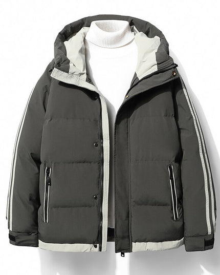 Męska kurtka zimowa z kontrastowymi paskami na rękawach