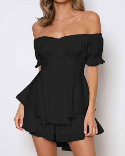 Damski kombinezon z odkrytymi ramionami imitujący sukienkę