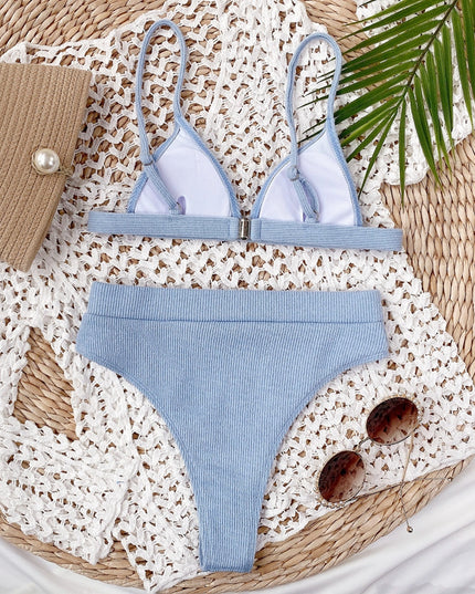 Damski dwuczęściowy strój kąpielowy bikini z wysokim stanem