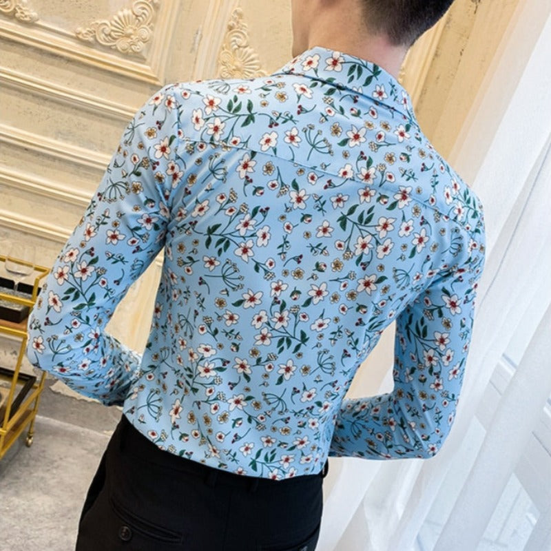 Męska koszula o dopasowanym kroju w kwiaty