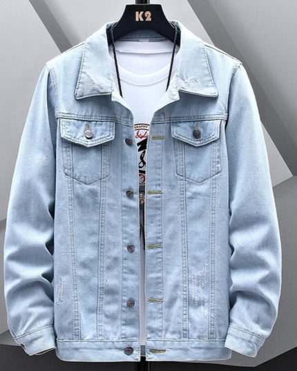 Męska kurtka jeansowa klasyczna z przeszyciami