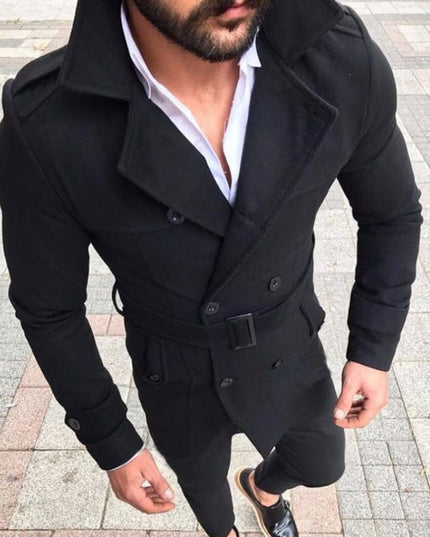 Męski płaszcz klasyczny z paskiem