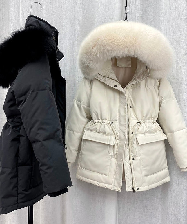 Damska kurtka zimowa parka z futrzanym kapturem