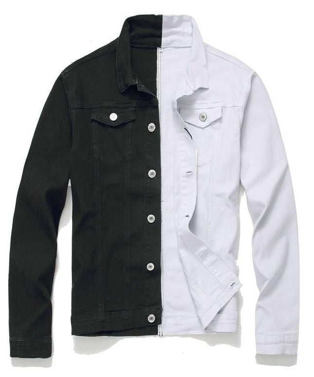 Męska kurtka jeansowa dwukolorowa o prostym kroju