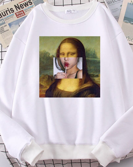 Męska bluza bez kaptura z nadrukiem Mona Lisy
