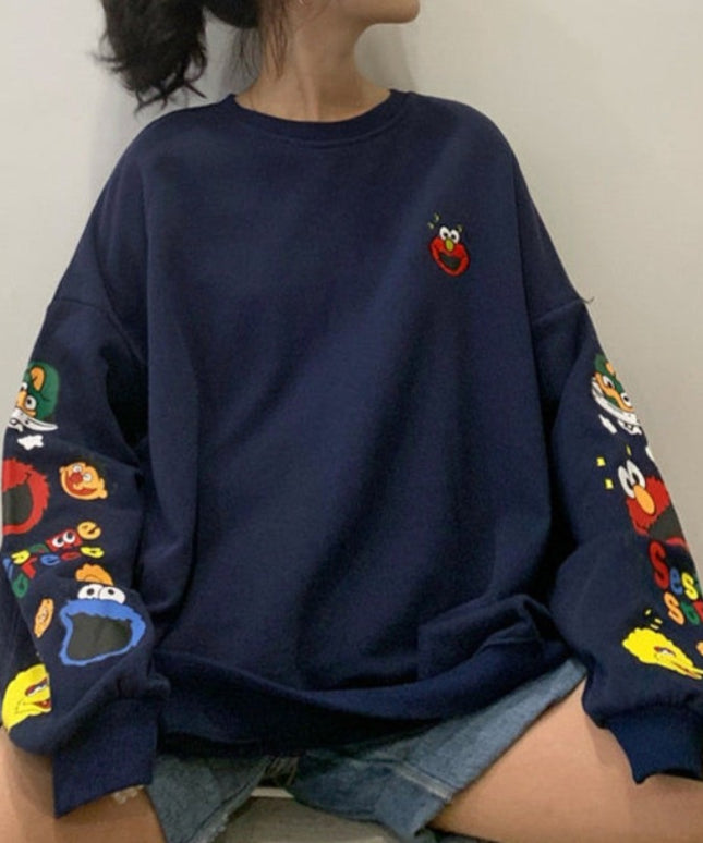 Damska bluza crewneck z nadrukami z ulicy sezamkowej