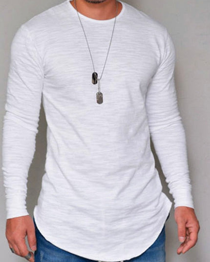 Męska koszulka z długim rękawem melanżowa o prostym kroju