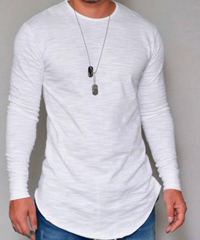 Męska koszulka z długim rękawem melanżowa o prostym kroju