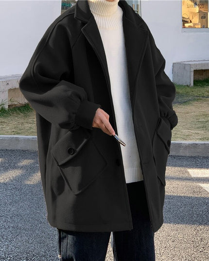 Męski luźny płaszcz z kieszeniami oversize