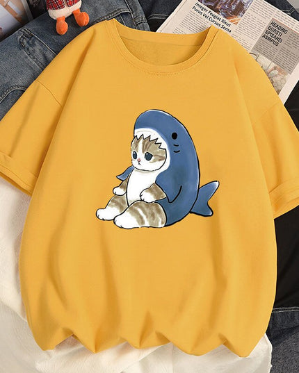 Damski T-shirt z motywem kotka