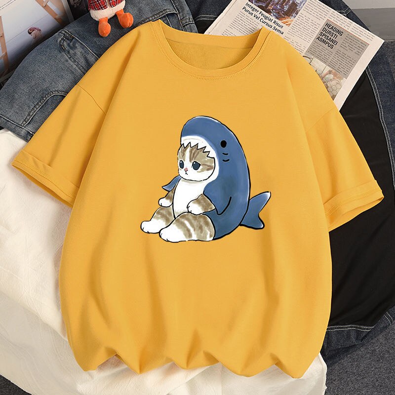 Damski T-shirt z motywem kotka