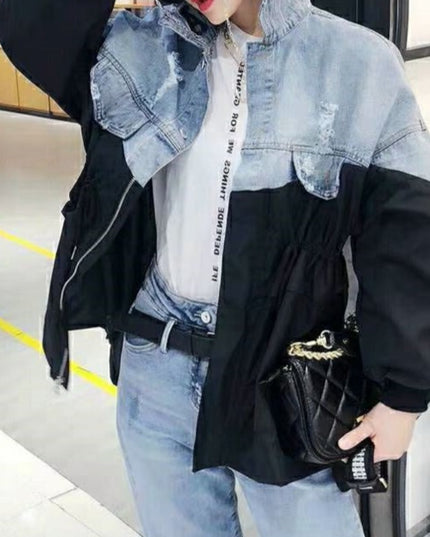 Damska kurtka jeansowa dwukolorowa oversize