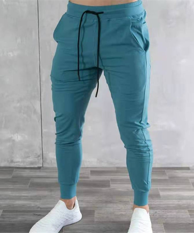 Męskie spodnie dresowe z wiązaniem i zwężanymi nogawkami