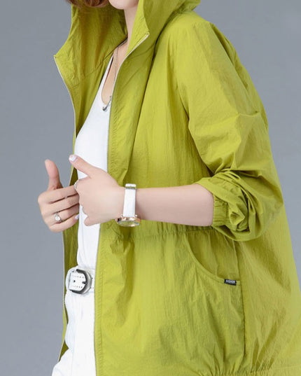 Damska kurtka przejściowa przeciwdeszczowa cienka z kapturem