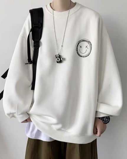 Męska bluza oversize bez kaptura z nadrukiem