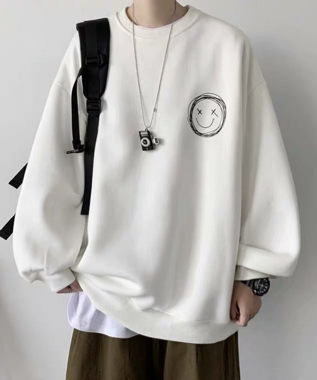 Męska bluza oversize bez kaptura z nadrukiem