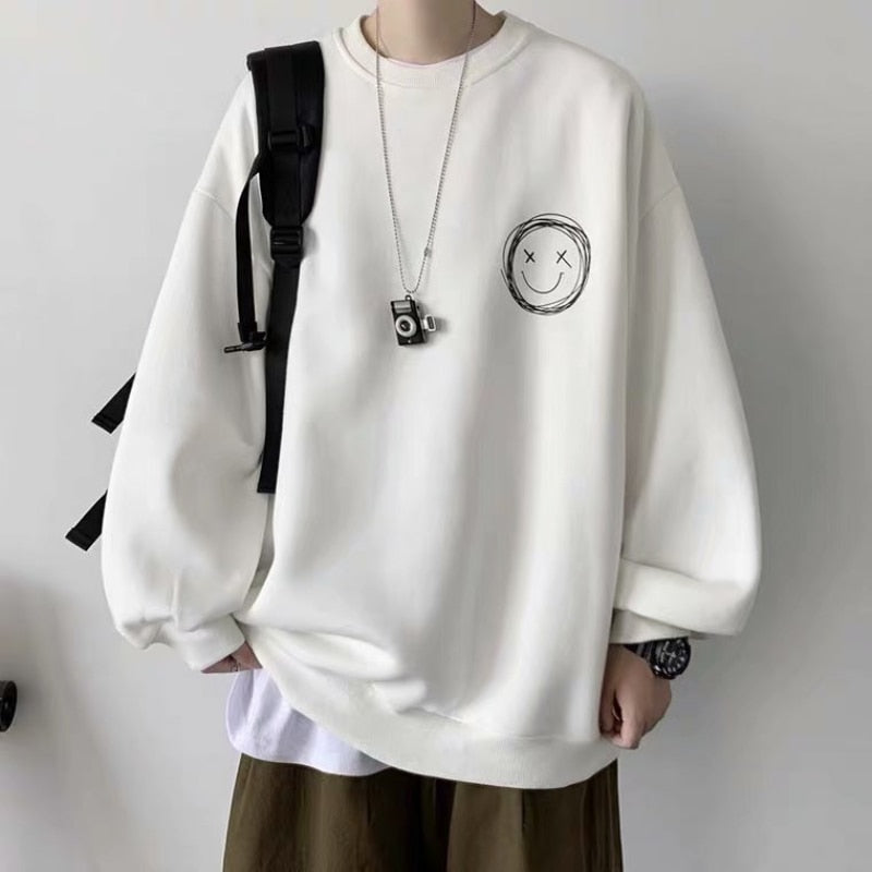 Męska bluza oversize bez kaptura z nadrukiem