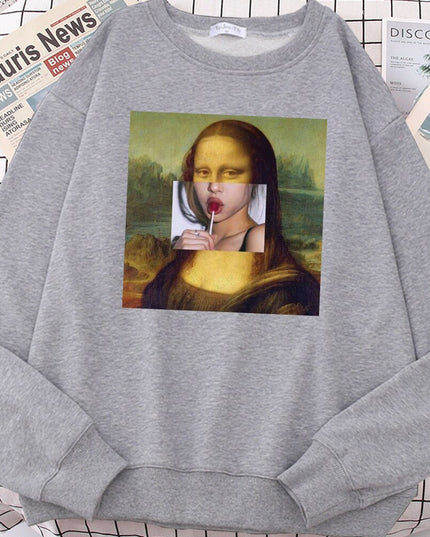 Męska bluza bez kaptura z nadrukiem Mona Lisy