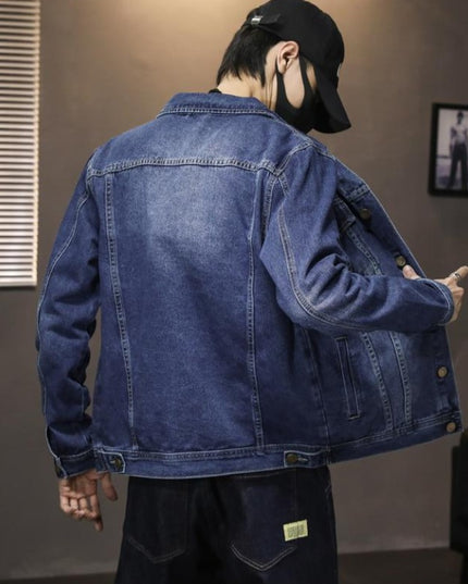 Męska kurtka jeansowa z kontrastowymi przeszyciami