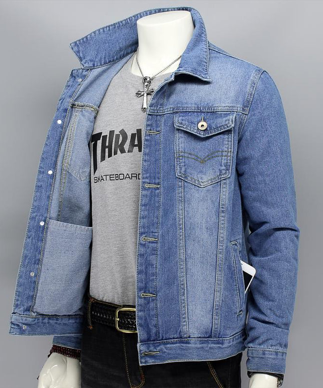 Męska kurtka jeansowa klasyczna o prostym kroju