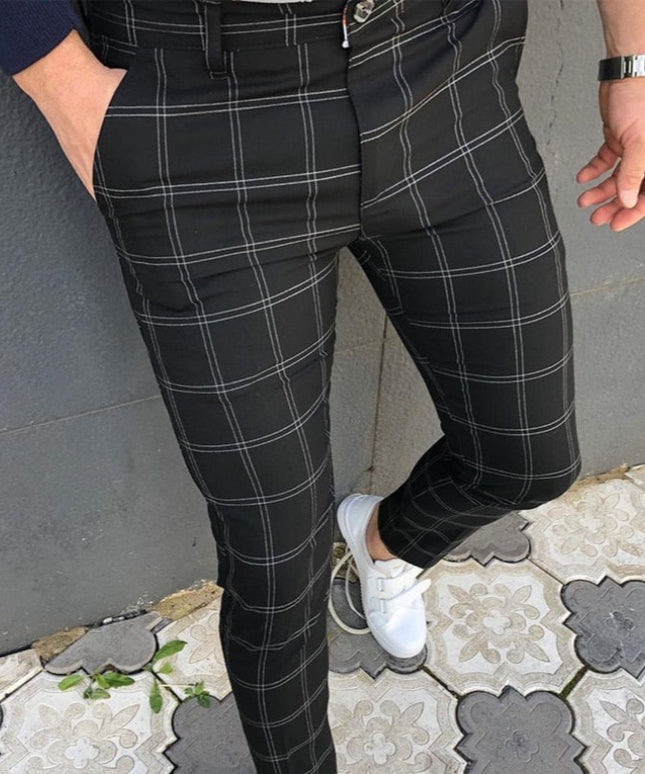 Męskie spodnie chinosy w kratkę