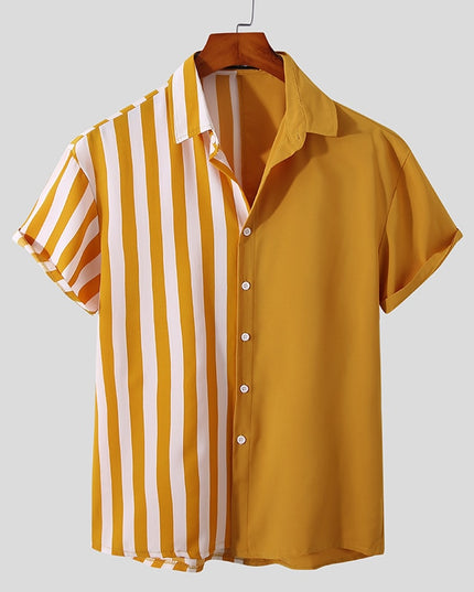 Męska koszula letnia dwukolorowa w paski