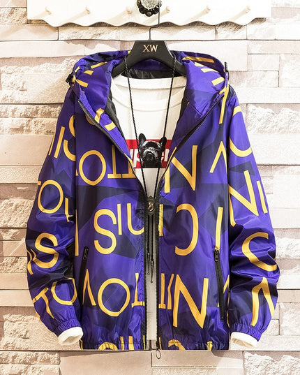 Męska kurtka przejściowa oversize z kapturem i napisami