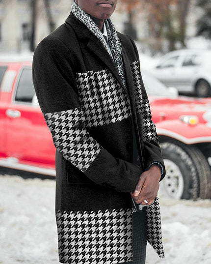 Męski płaszcz w dwukolorowy z pepitką