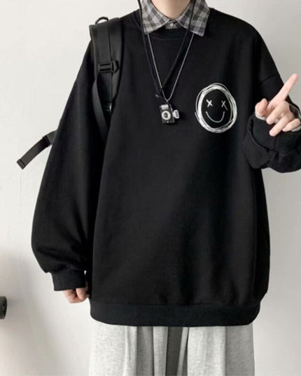 Męska bluza oversize bez kaptura z nadrukiem