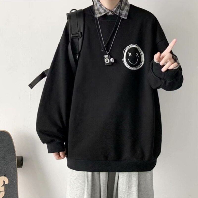 Męska bluza oversize bez kaptura z nadrukiem