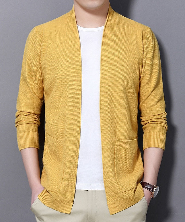 Męski sweter typu kardigan z kieszeniami