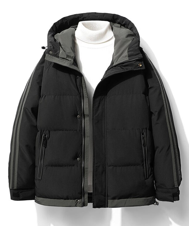 Męska kurtka zimowa z kontrastowymi paskami na rękawach