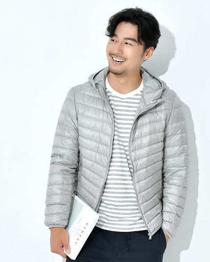 Męska kurtka zimowa pikowana z kapturem