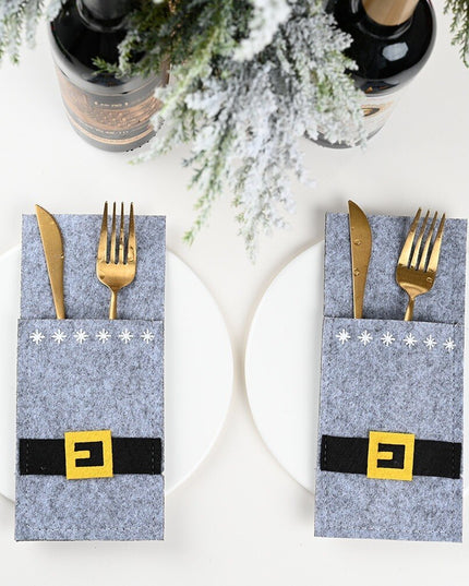 Świąteczny pokrowiec na sztućce w kolorze szarym