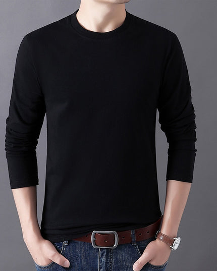 Męska koszulka z długim rękawem o prostym kroju z okrągłym dekoltem