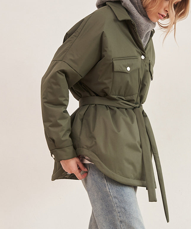 Damska kurtka przejściowa koszulowa ocieplana