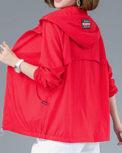 Damska kurtka przejściowa przeciwdeszczowa cienka z kapturem
