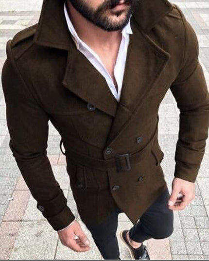 Męski płaszcz klasyczny z paskiem