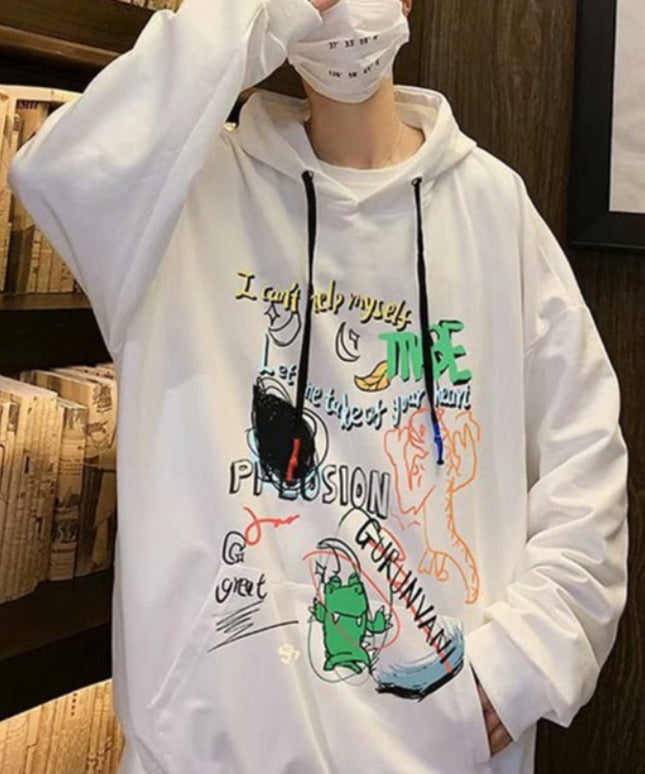 Męska bluza oversize z nadrukami z kreskówek