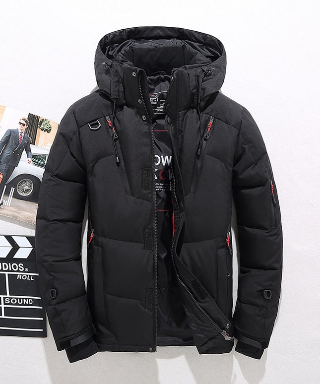 Męska kurtka zimowa puchowa z odpinanym kapturem