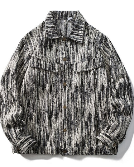 Męska kurtka jeansowa oversize w abstrakcyjny print