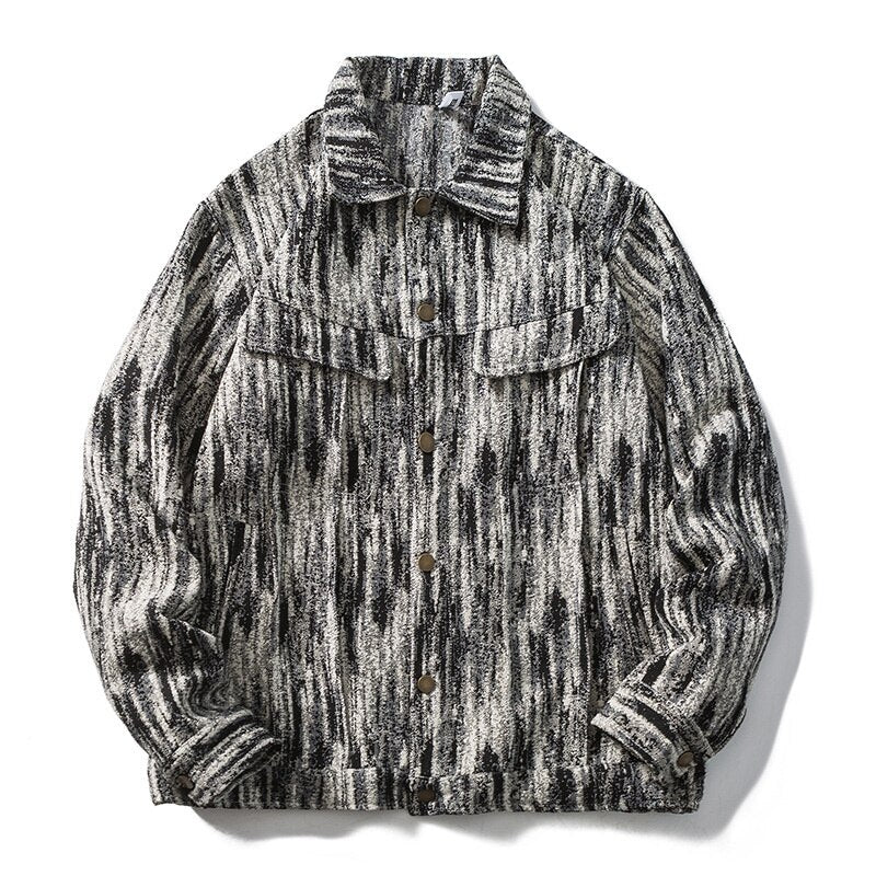 Męska kurtka jeansowa oversize w abstrakcyjny print